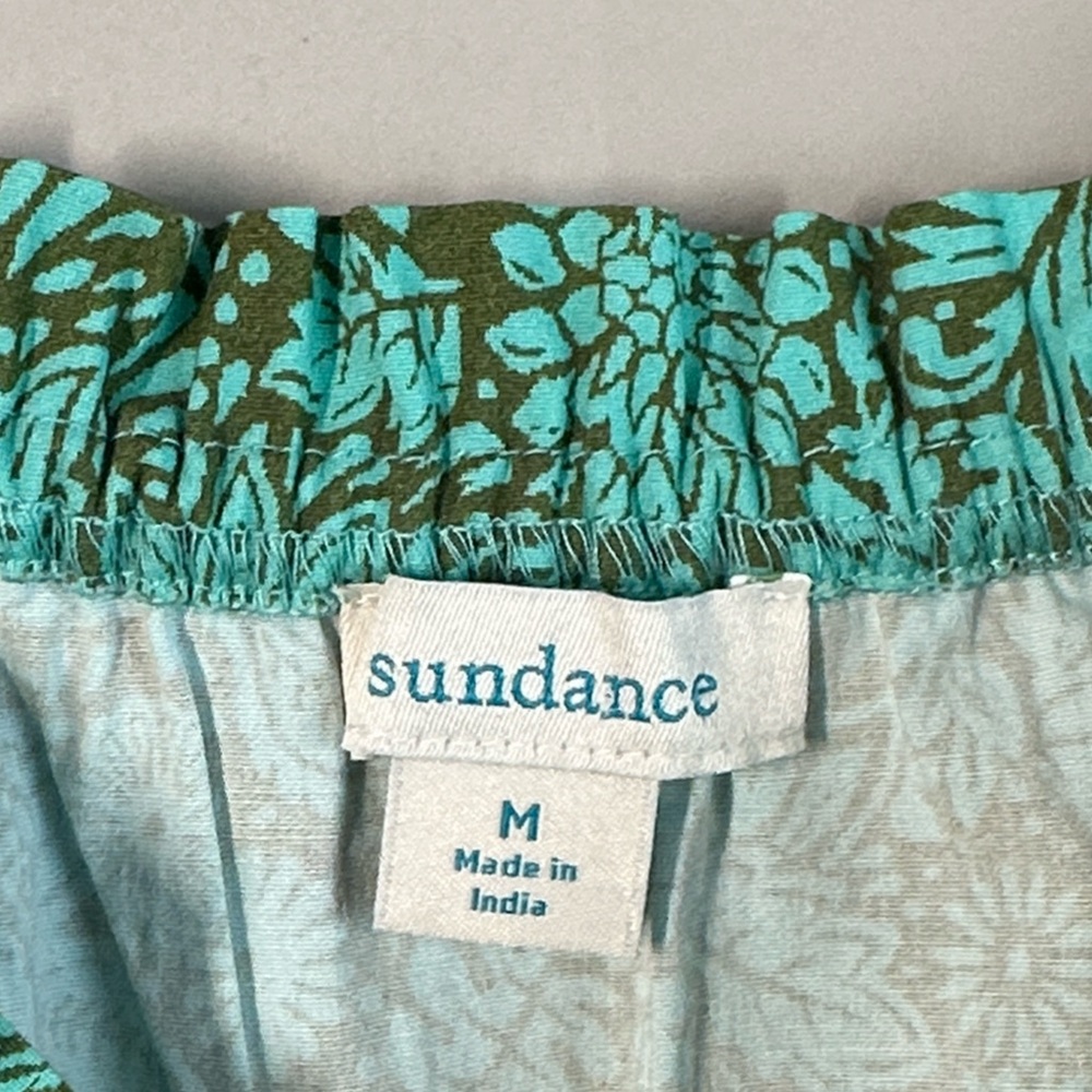 Sundance Liora Summer A-line Popover Tiered Ruffle Green Cotton Dress Size M - Picture 6 of 13